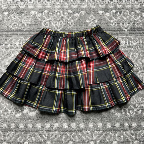 Crewcuts J. Crew Girls Stewart Tartan Plaid Ruffle Skirt Red Black Size XS - Picture 1 of 7